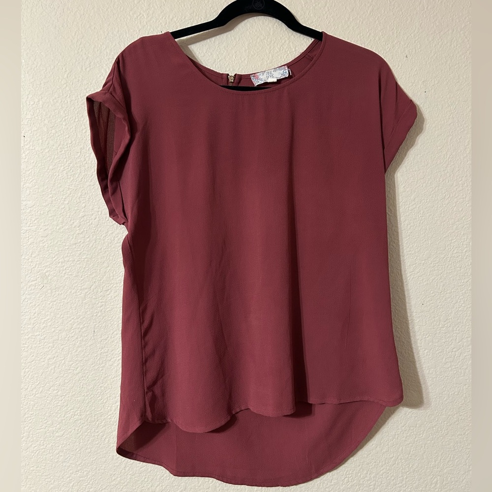 Pink Rose Dusty Rose Blouse With Zipper Detail on Back